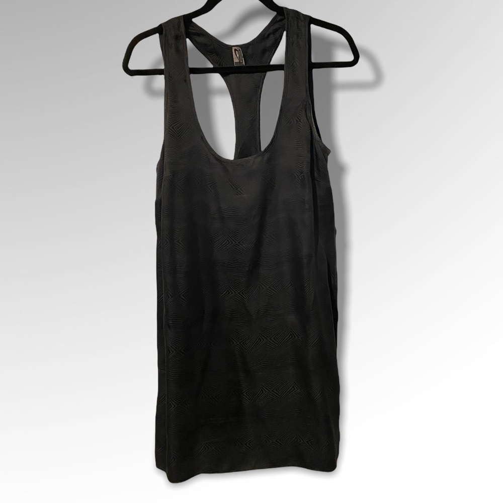 Designer Elegant Cross Back Silk Black Sleeveless Shift tank Dress